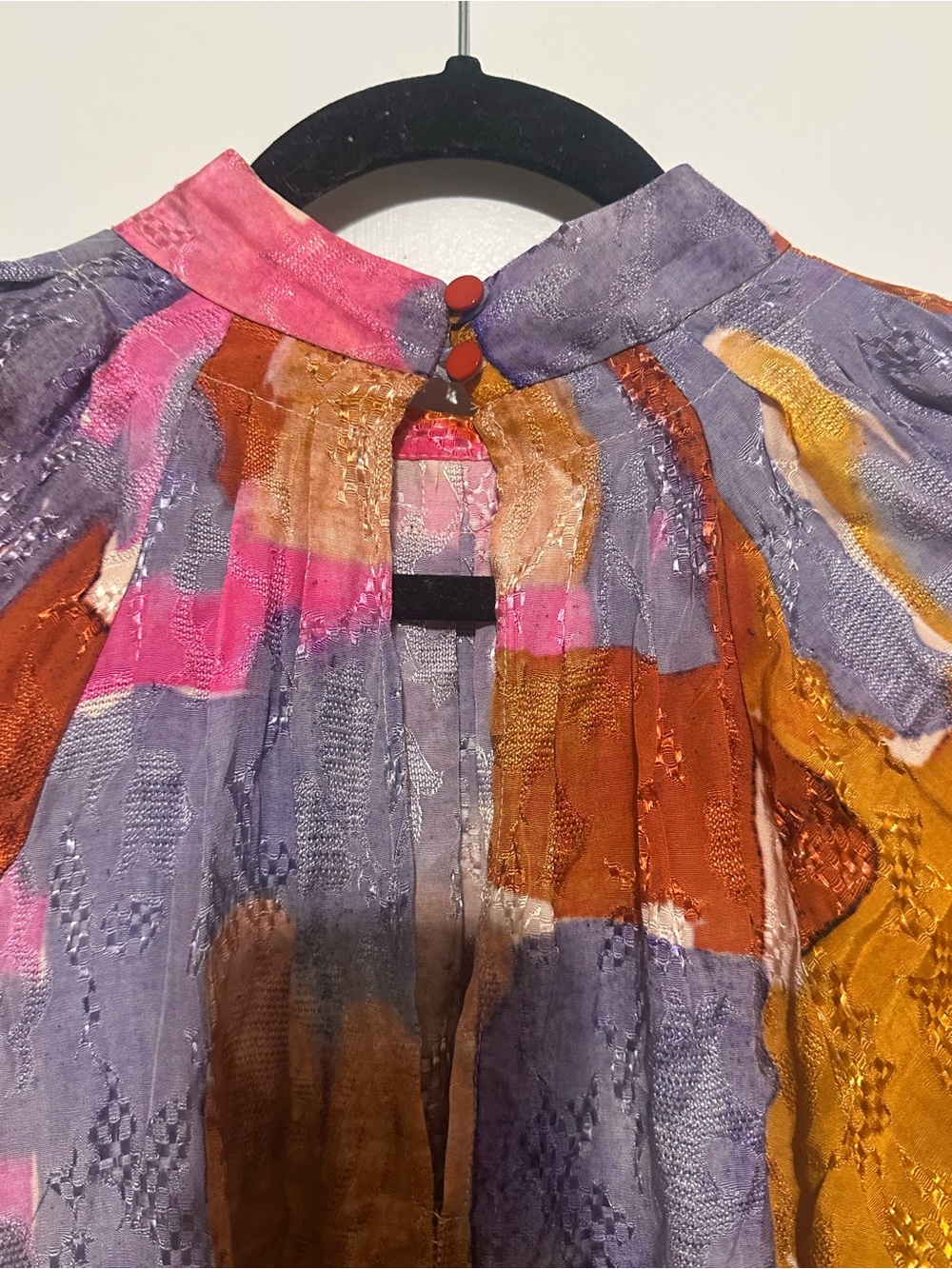 Maeve Multicolor Abstract Asymmetrical Midi Dress in Pink, Brown & Purple NWT - Picture 9 of 10